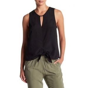 BCBGeneration | Black Sleeveless Blouse Tie Knot front Size Medium
